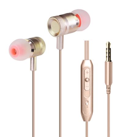 Metal earphone with mic and volume control