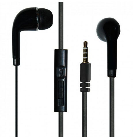 Black earphone with mic and volume control